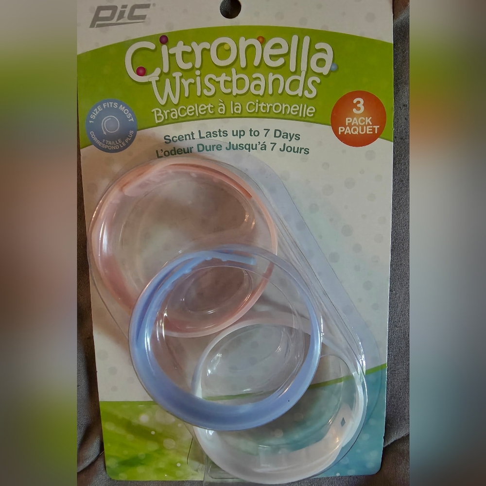 Citronella Wristbands - Pink, Blue, Clear